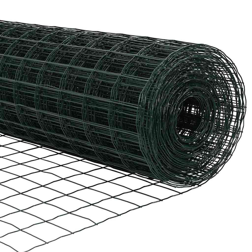 Ograda s postovima Zelena 0,4 x 10 m Čelik i PVC
