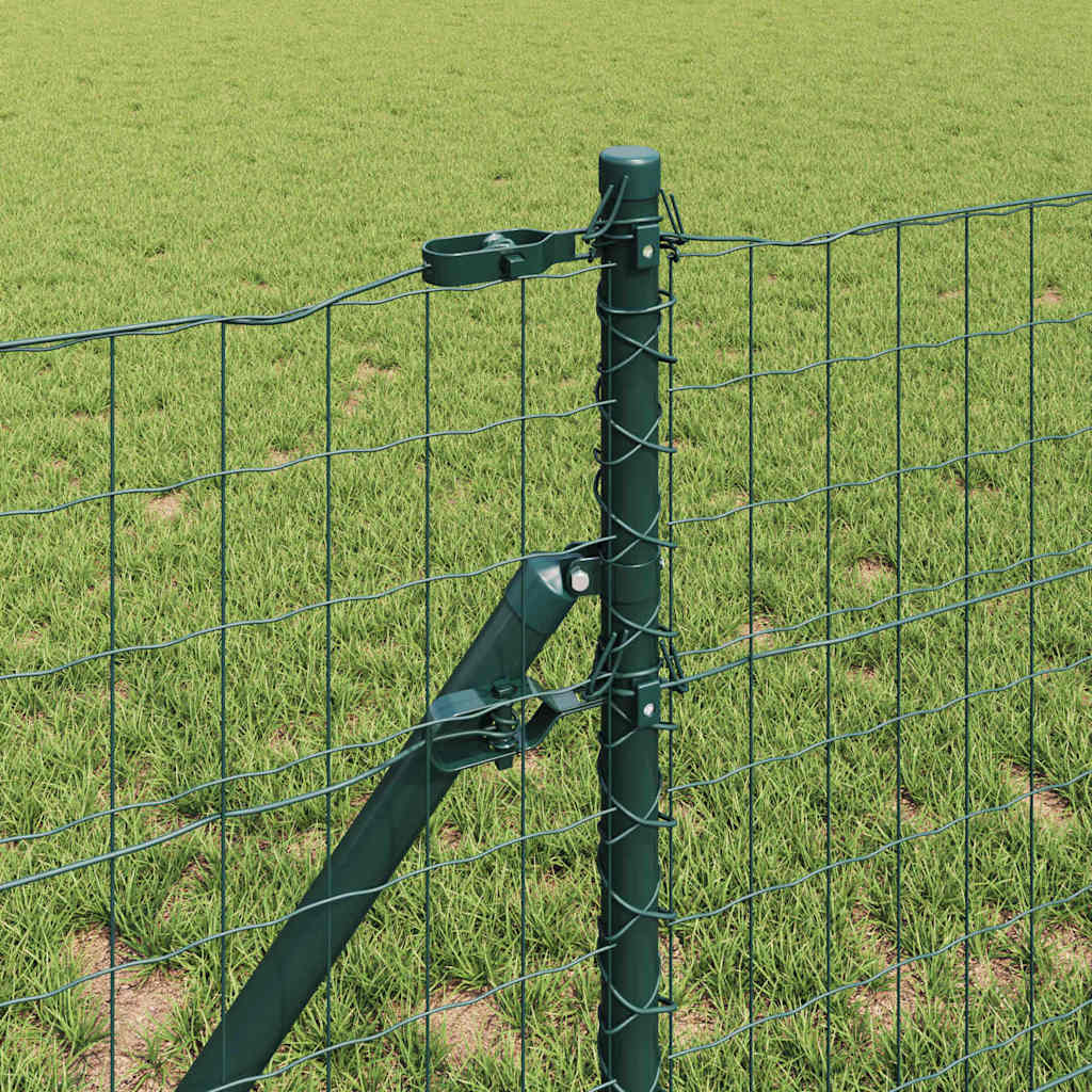 Ograda s postovima Zelena 0,8 x 10 m Čelik i PVC