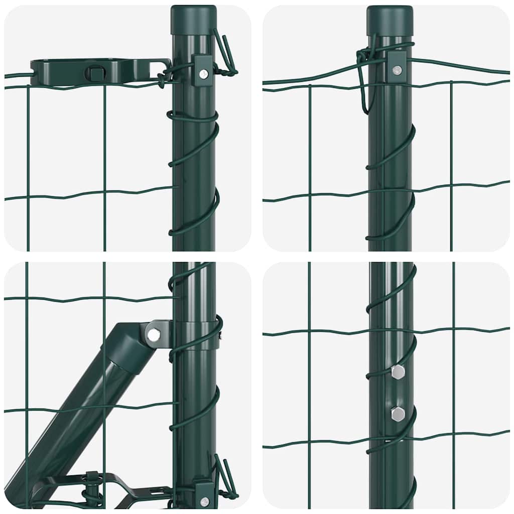 Ograda s postovima Zelena 1 x 10 m Čelik i PVC