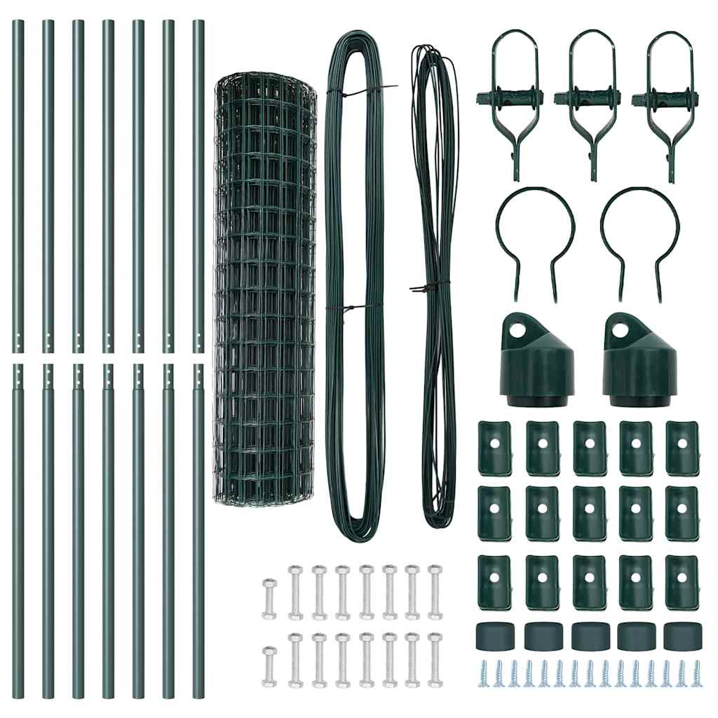 Ograda s postovima Zelena 1,2 x 10 m Čelik i PVC