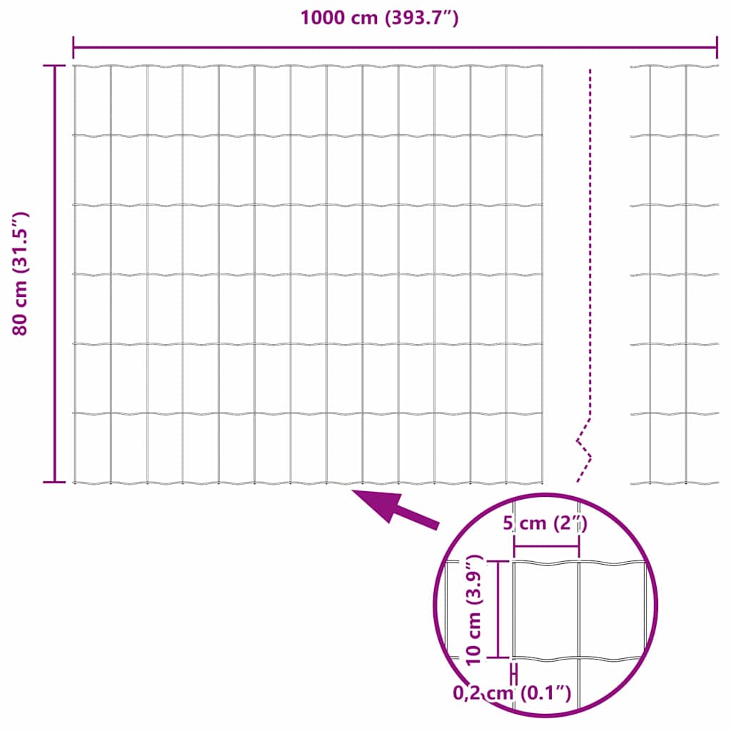 Ograda s postovima Zelena 0,8 x 10 m Čelik i PVC
