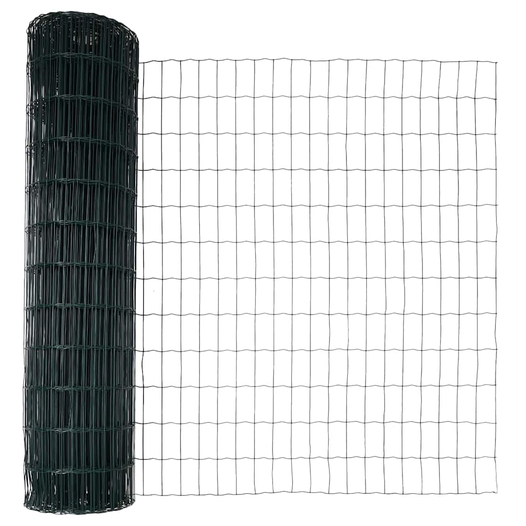 Ograda s postovima Zelena 1 x 10 m Čelik i PVC