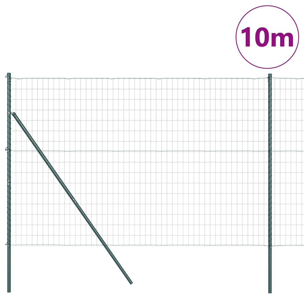 Ograda s postovima Zelena 1,5 x 10 m Čelik i PVC