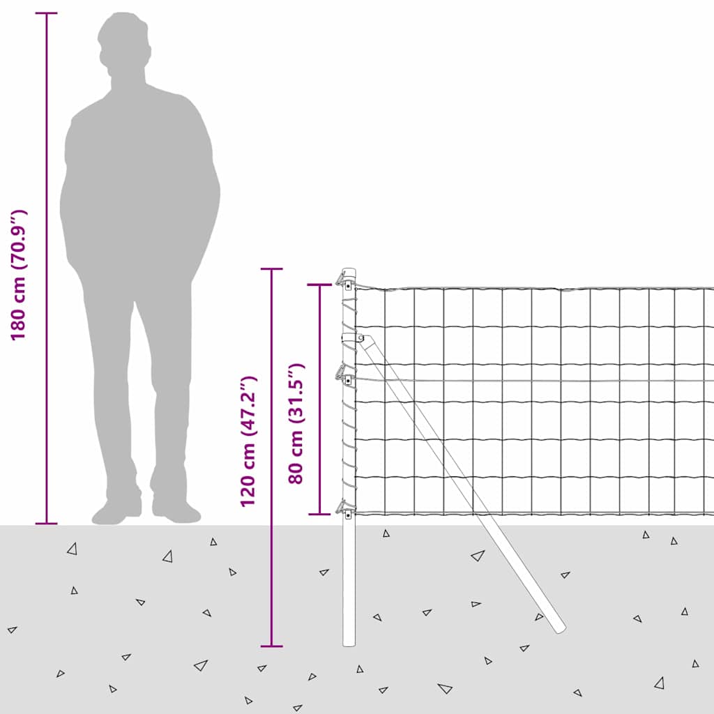 Ograda s postovima Zelena 0,8 x 10 m Čelik i PVC