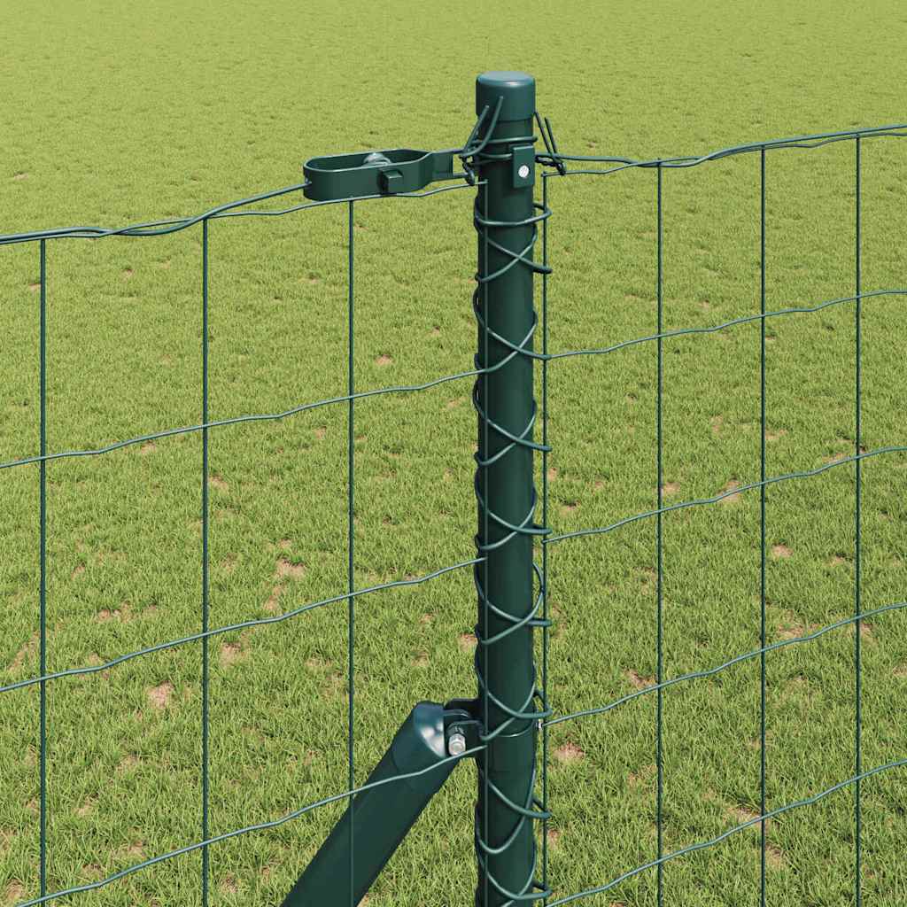 Ograda s postovima Zelena 1,5 x 10 m Čelik i PVC