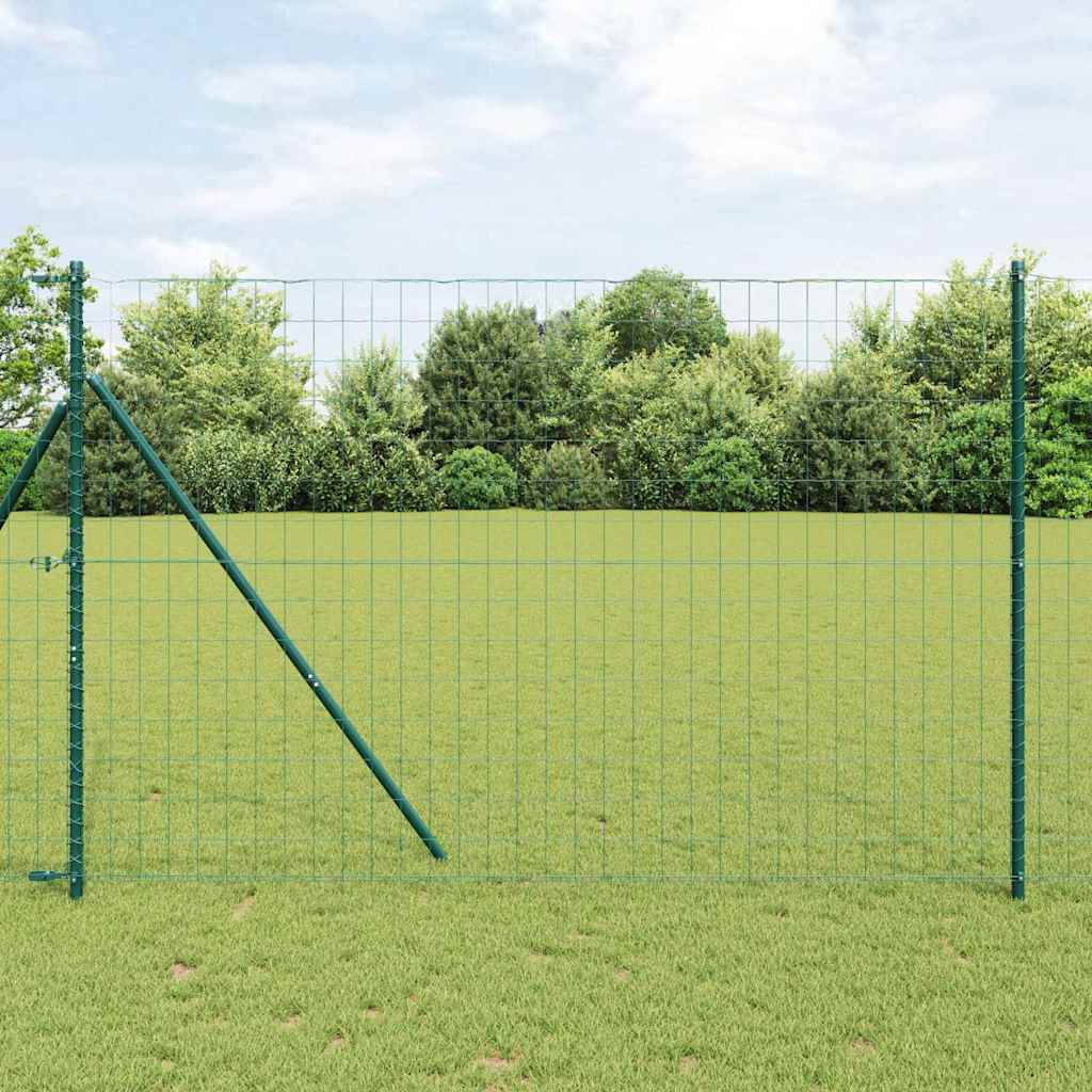 Ograda s postovima Zelena 1,5 x 10 m Čelik i PVC