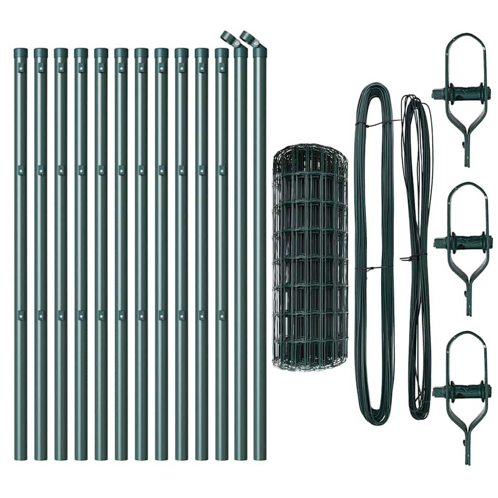 Ograda s postovima Zelena 0,8 x 25 m Čelik i PVC