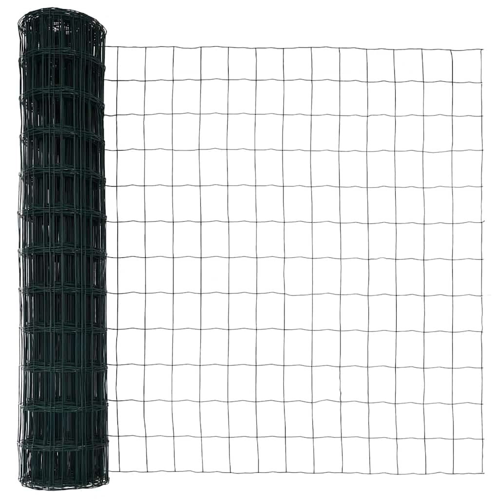 Ograda s postovima Zelena 1 x 25 m Čelik i PVC