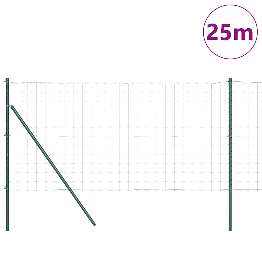 Ograda s postovima Zelena 1,2 x 25 m Čelik