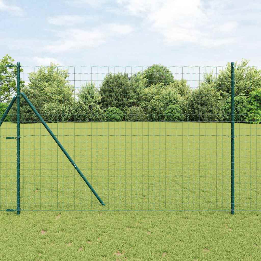 Ograda s postovima Zelena 1,6 x 10 m Čelik i PVC