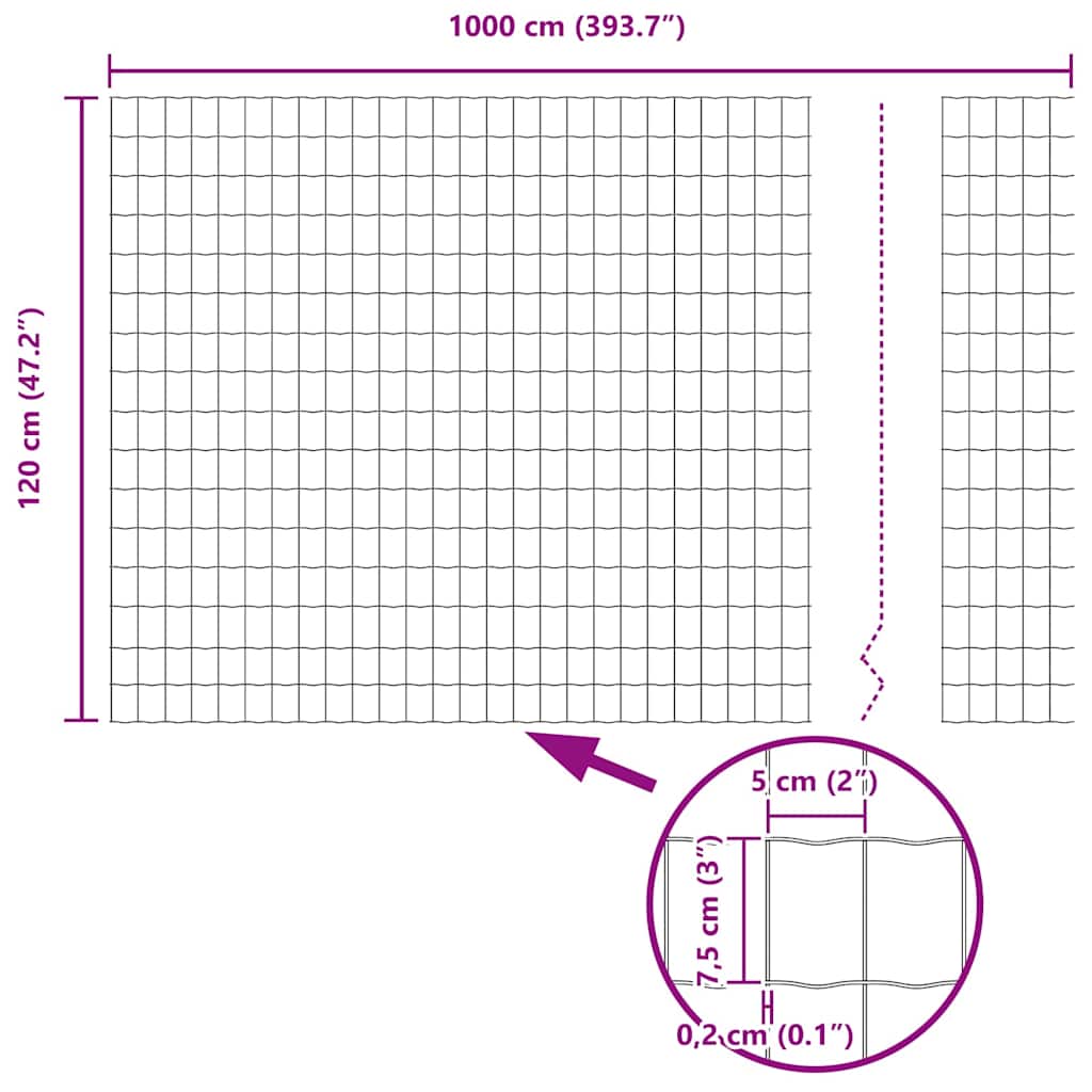 Ograda s postovima Siva 1,2 x 10 m Čelik i PVC