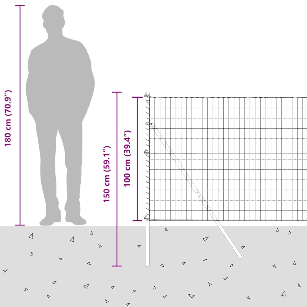 Ograda s postovima Siva 1 x 10 m Čelik i PVC