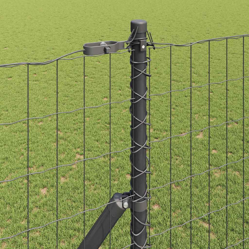 Ograda s postovima Siva 1,5 x 10 m Čelik i PVC