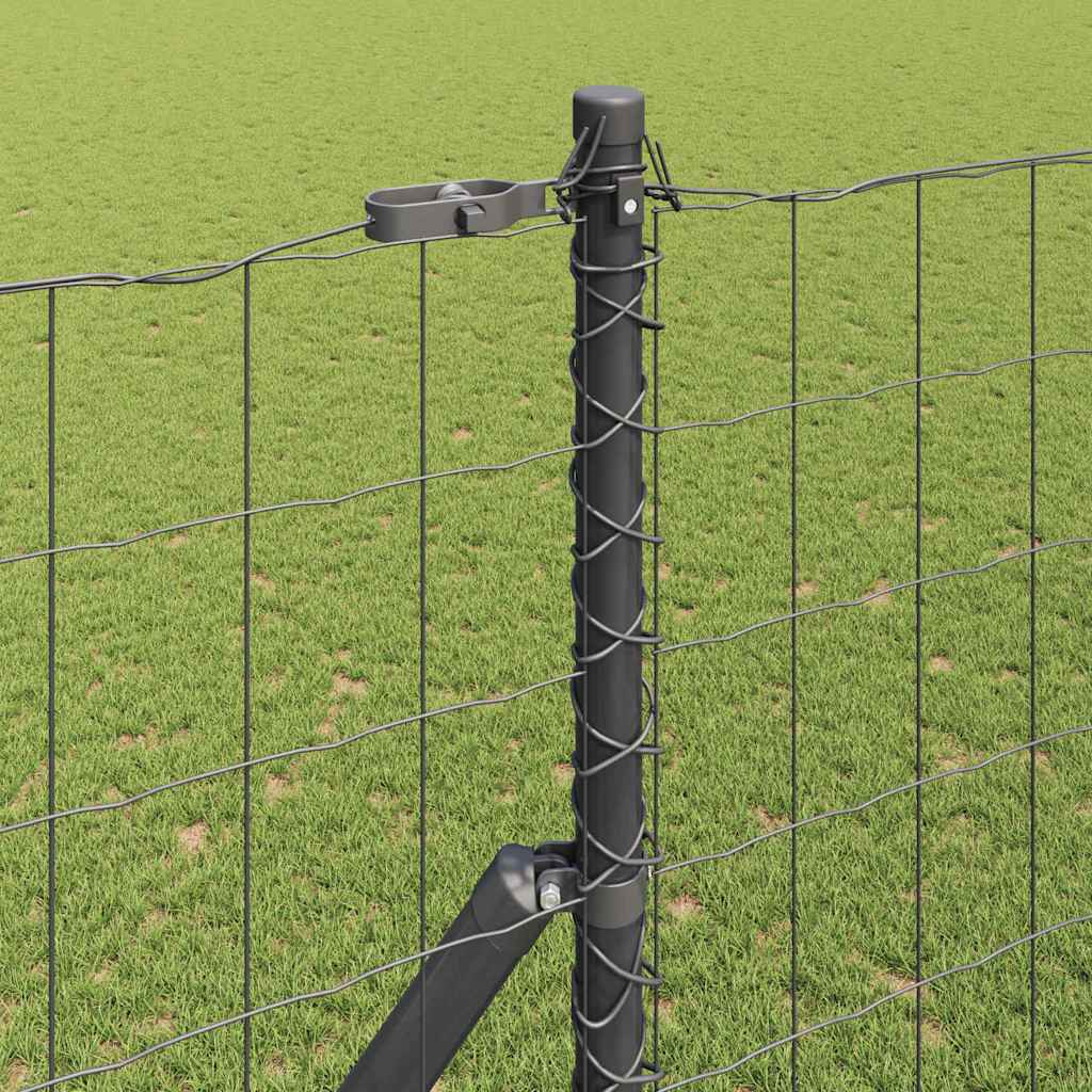 Ograda s postovima Siva 1,6 x 10 m Čelik i PVC