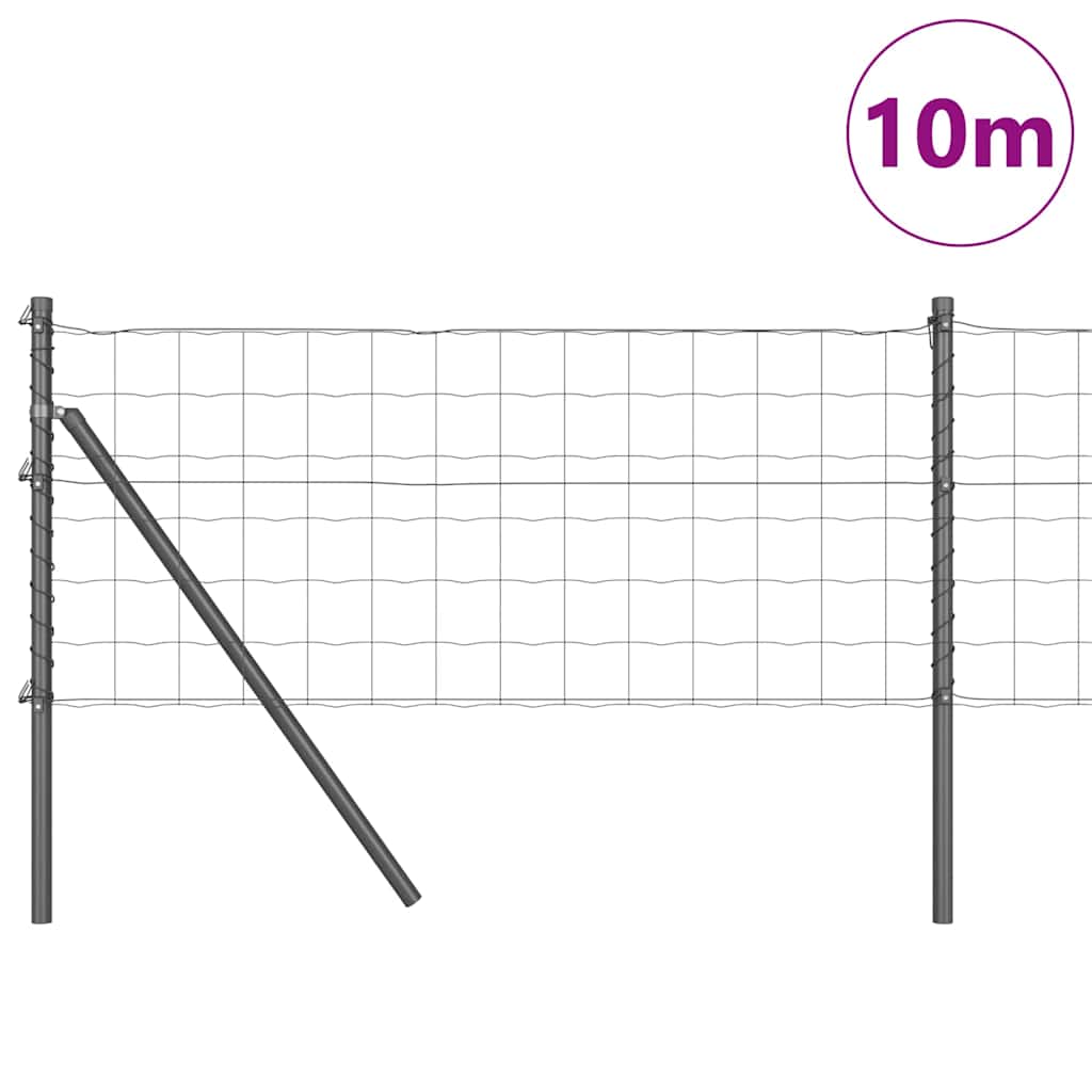 Ograda s postovima Siva 0,8 x 10 m Čelik