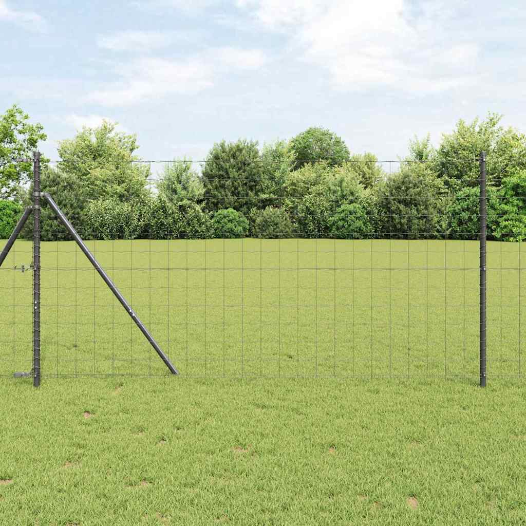 Ograda s postovima Siva 1,4 x 10 m Čelik i PVC