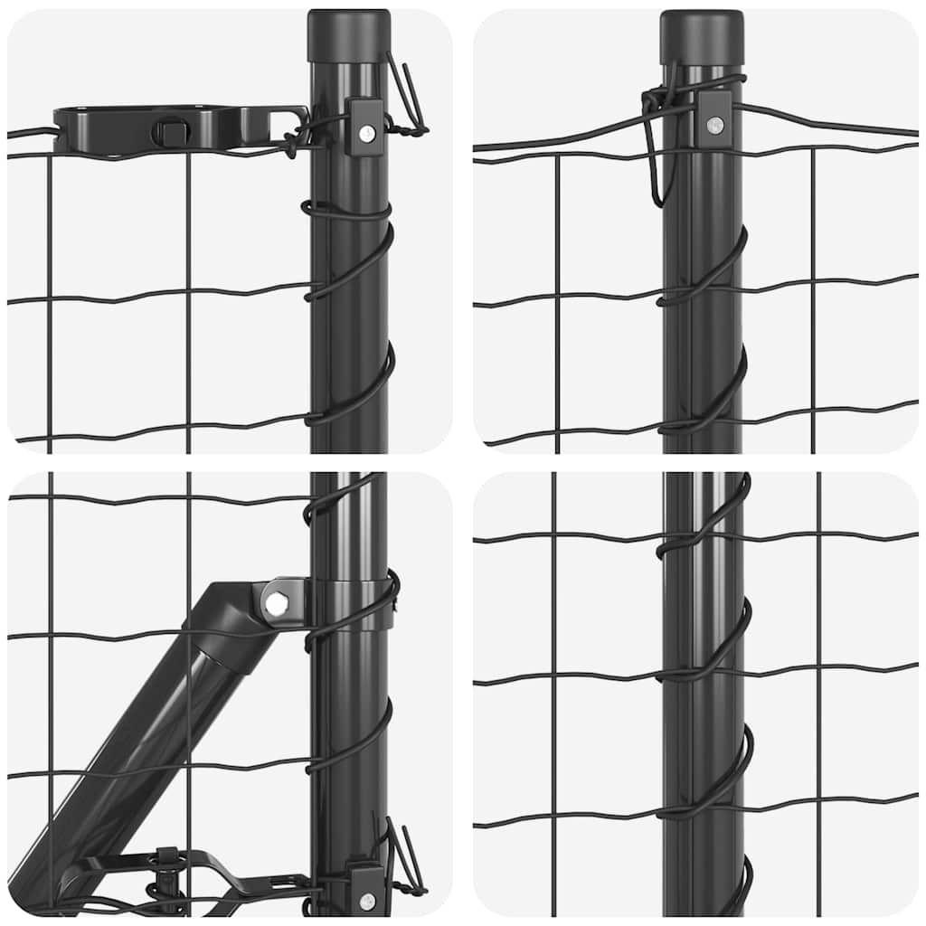 Ograda s postovima Siva 0,8 x 25 m Čelik i PVC