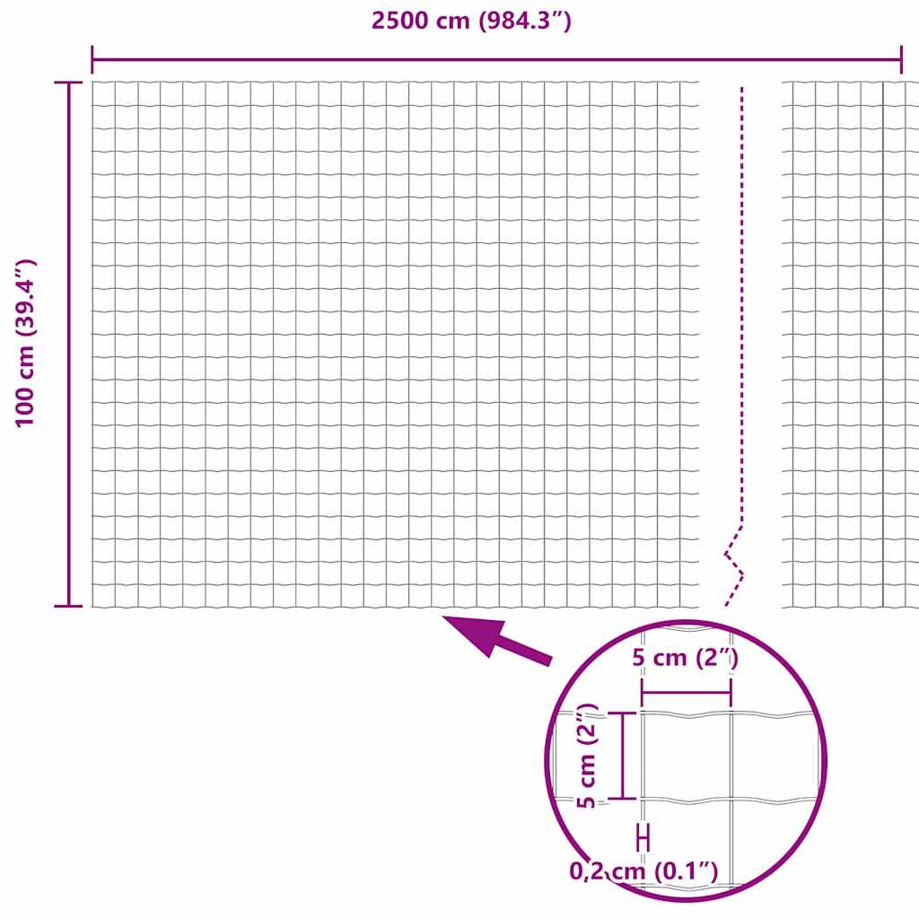 Ograda s postovima Siva 1 x 25 m Čelik i PVC