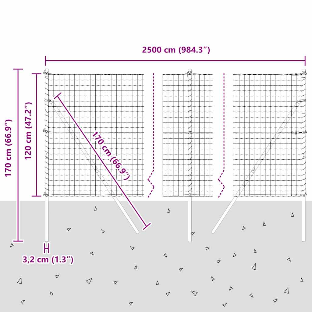 Ograda s postovima Siva 1,2 x 25 m Čelik i PVC