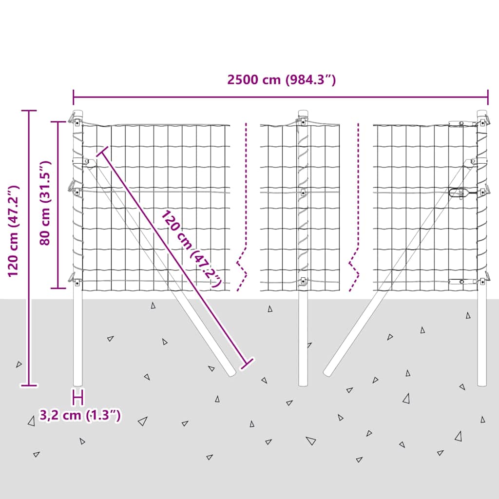 Ograda s postovima Siva 0,8 x 25 m Čelik i PVC
