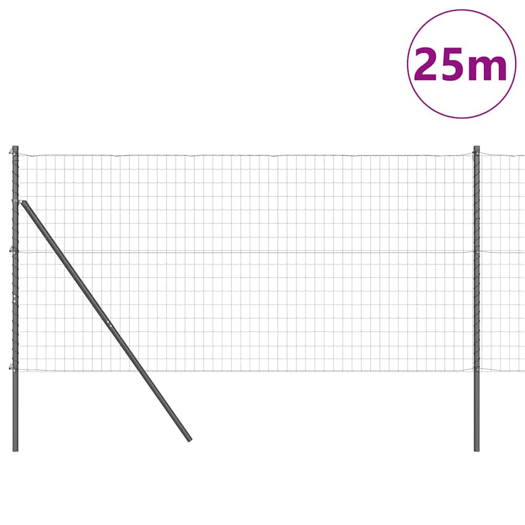 Ograda s postovima Siva 1 x 25 m Čelik i PVC