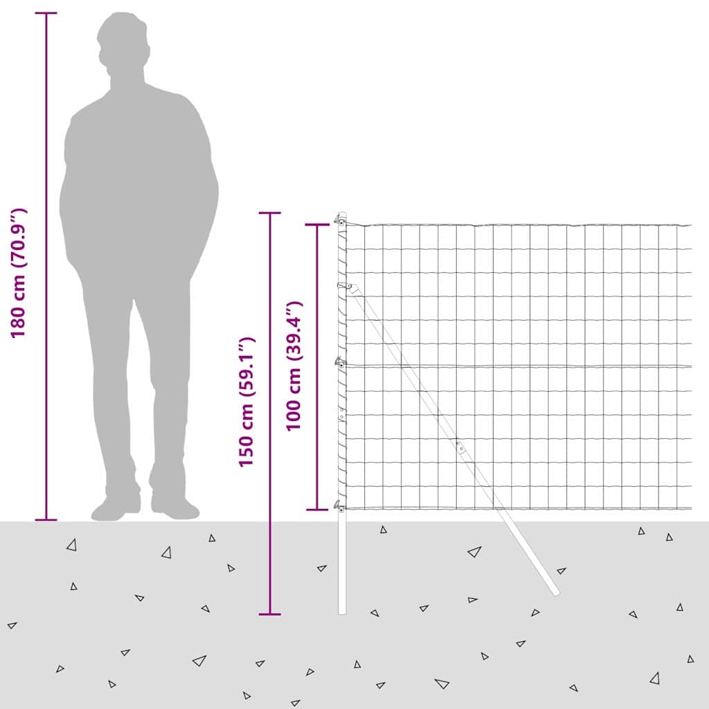 Ograda s postovima Siva 1 x 25 m Čelik i PVC
