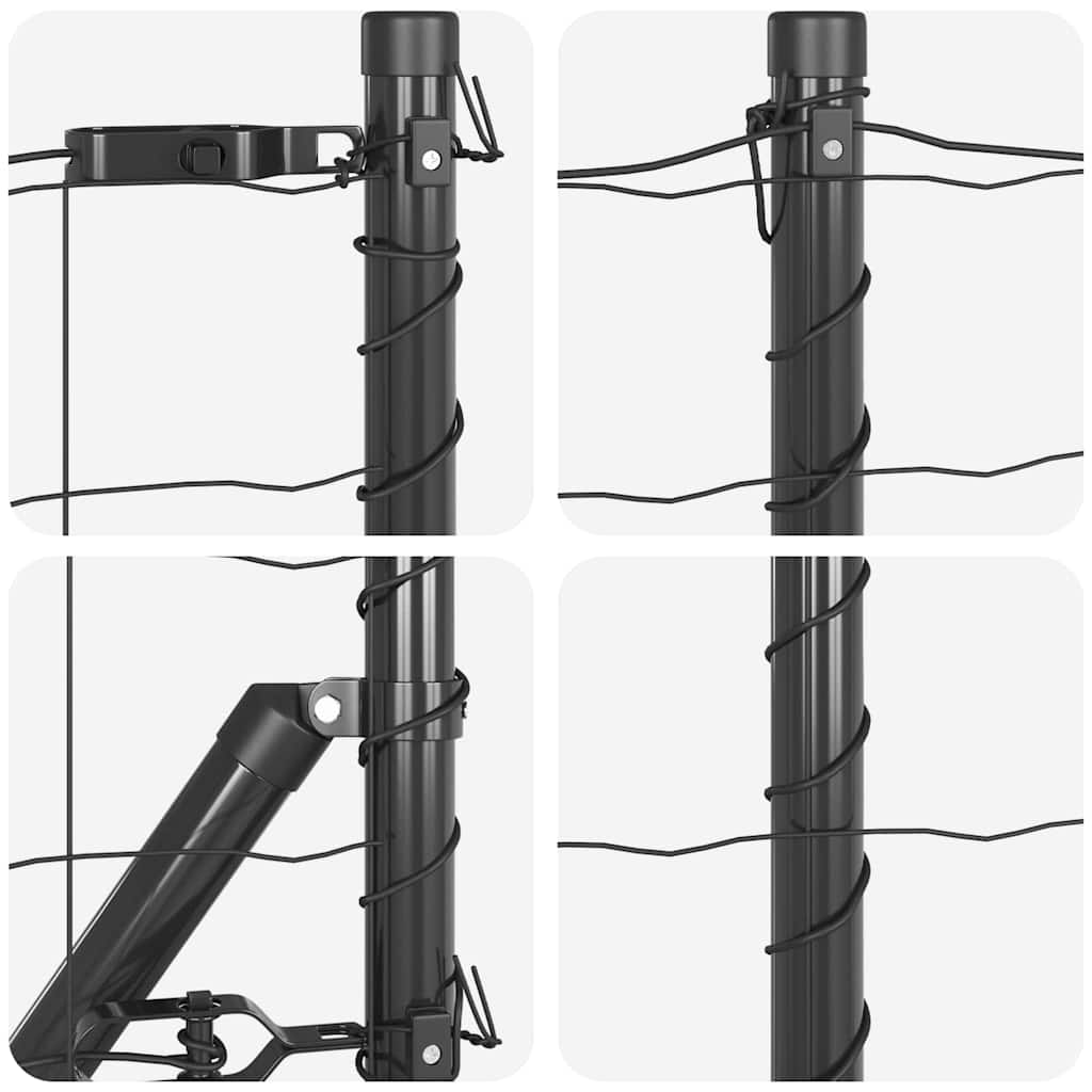 Ograda s postovima Siva 0,6 x 25 m Čelik i PVC