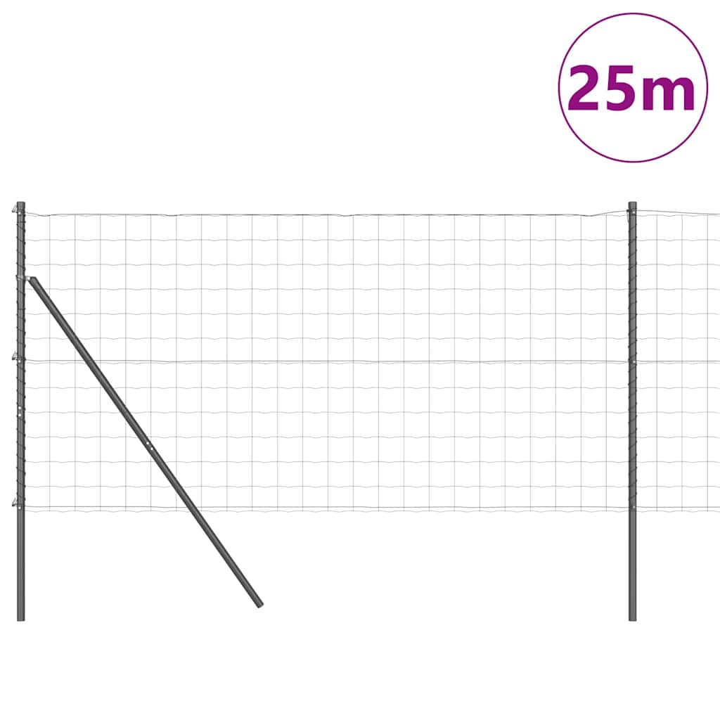 Ograda s postovima Siva 1 x 25 m Čelik