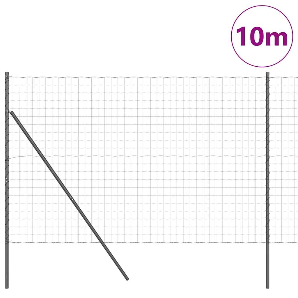 Ograda s postovima Siva 1,6 x 10 m Čelik i PVC