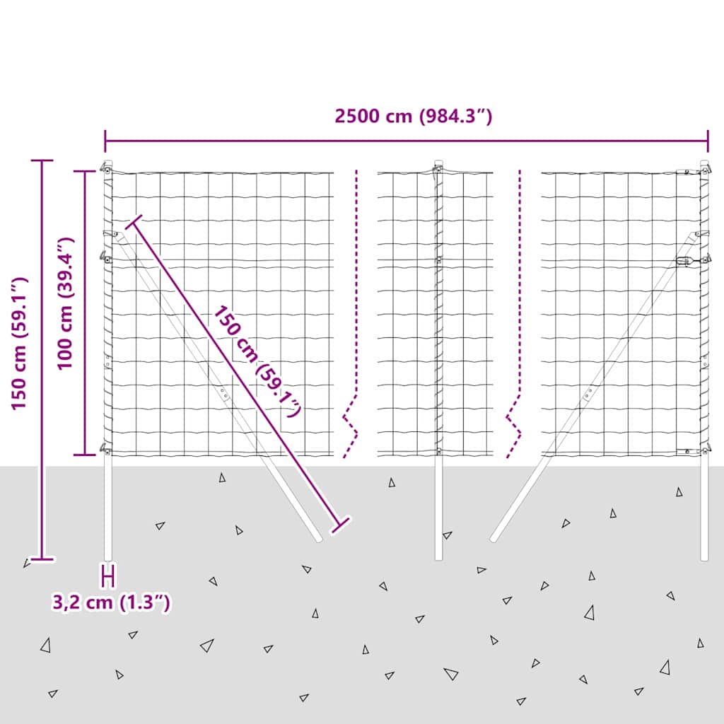 Ograda s postovima Siva 1 x 25 m Čelik
