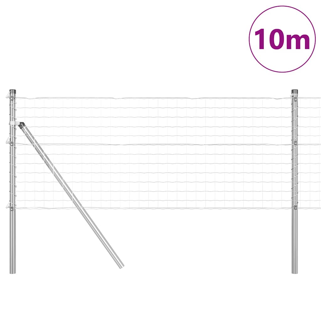 Ograda s postovima Srebrno 0,4 x 10 m Čelik i PVC