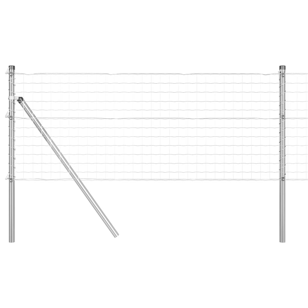 Ograda s postovima Srebrno 0,8 x 10 m Čelik i PVC