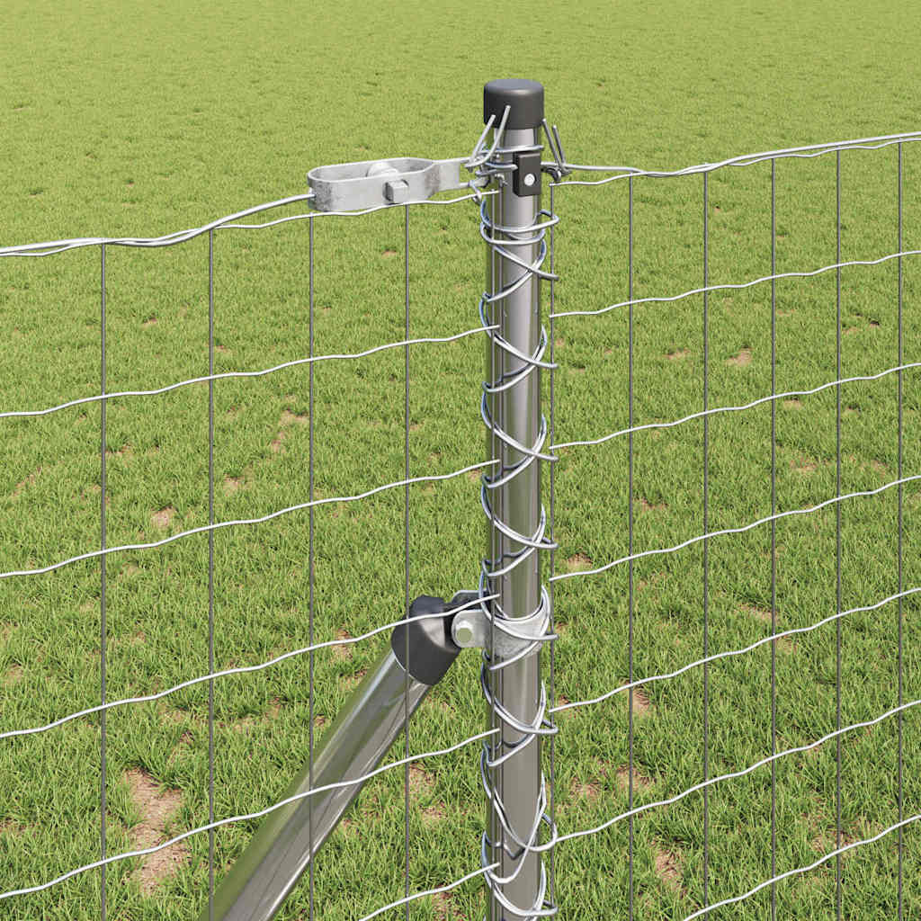 Ograda s postovima Srebrno 1 x 10 m Čelik i PVC