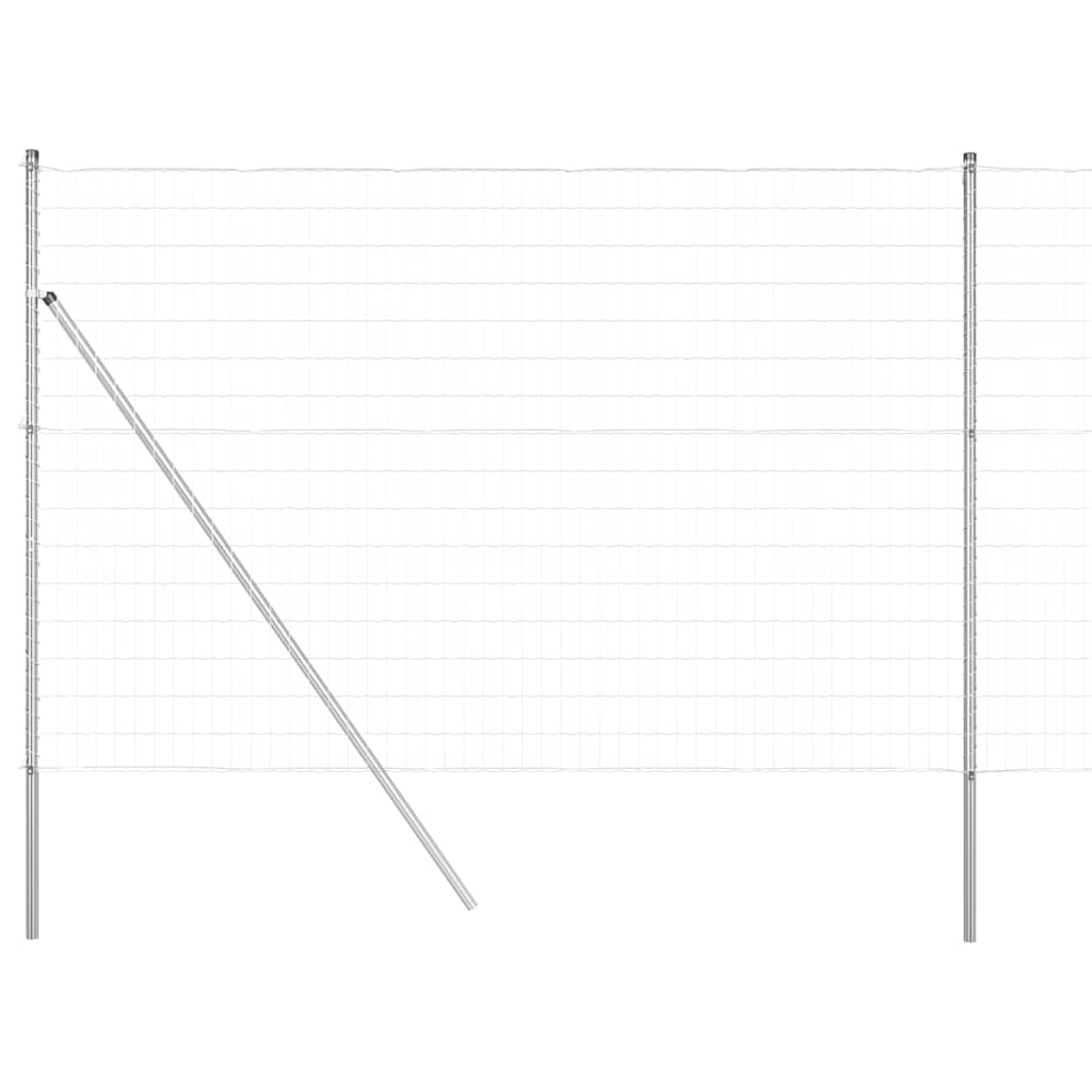 Ograda s postovima Srebrno 1,5 x 10 m Čelik i PVC