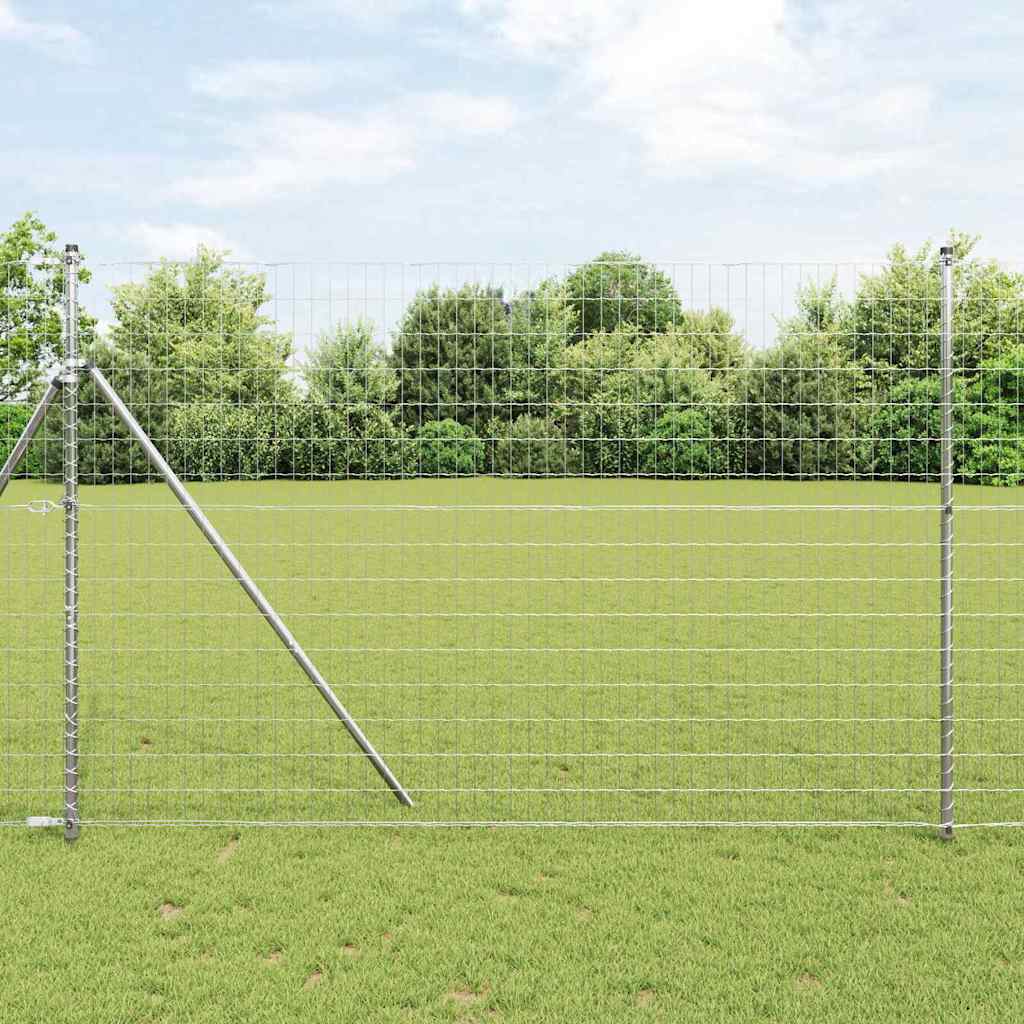 Ograda s postovima Srebrno 1,6 x 10 m Čelik i PVC