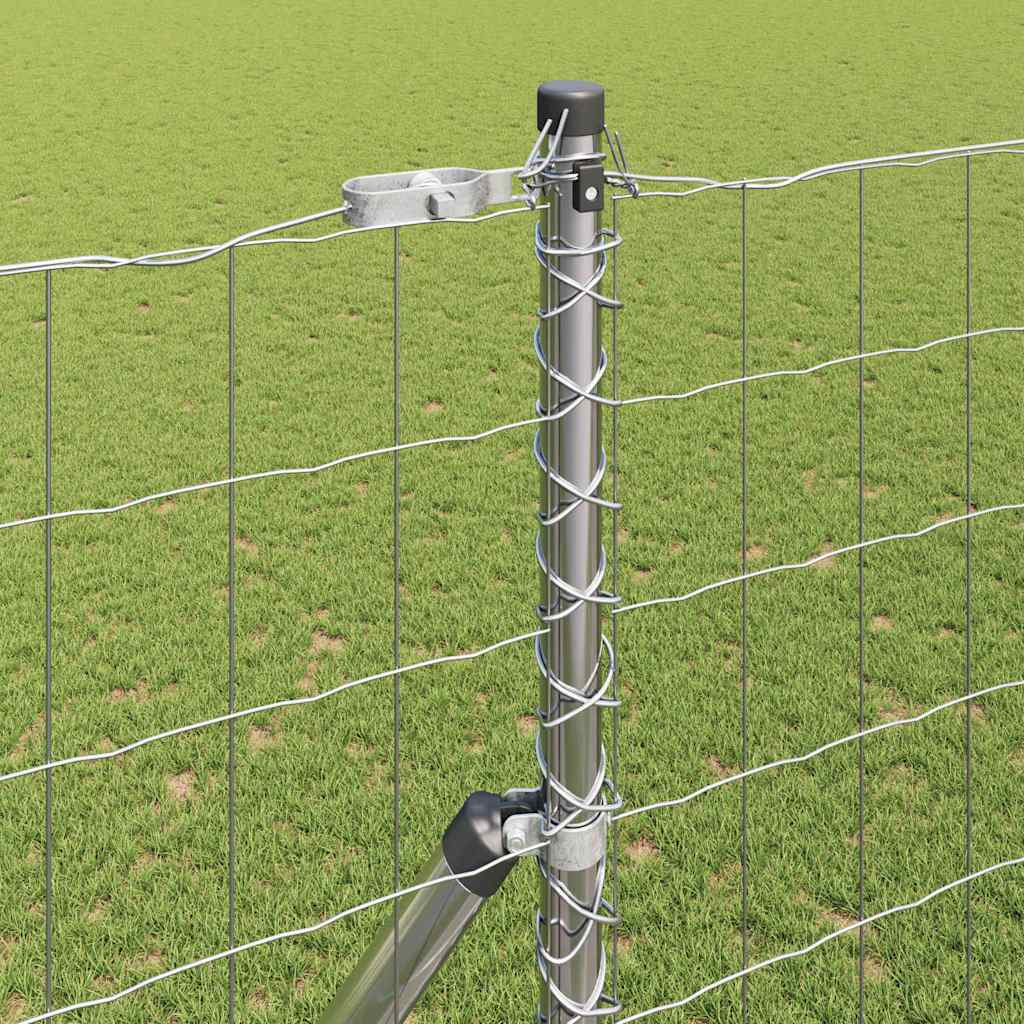 Ograda s postovima Srebrno 1,5 x 10 m Čelik i PVC