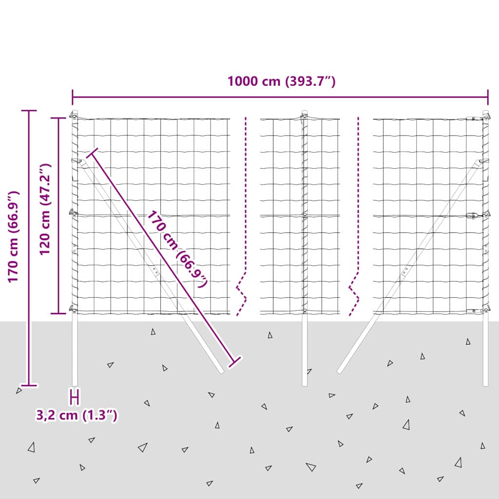 Ograda s postovima Srebrno 1,2 x 10 m Čelik i PVC