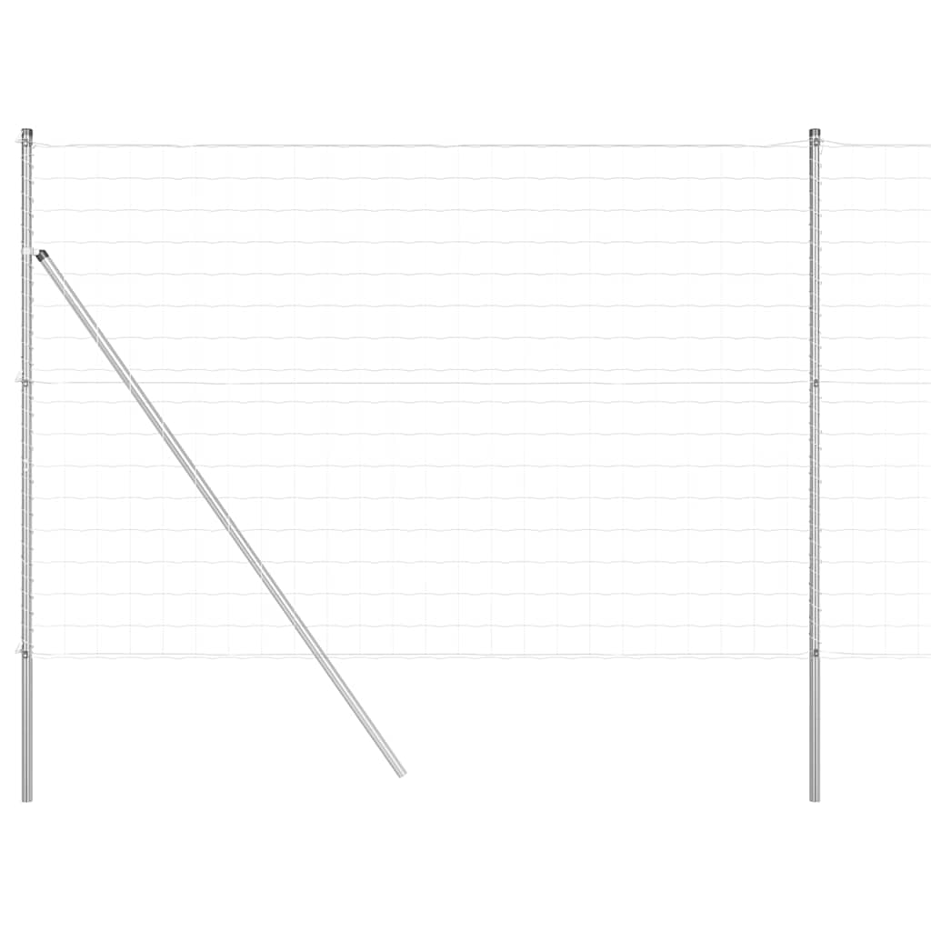 Ograda s postovima Srebrno 1,5 x 10 m Čelik i PVC