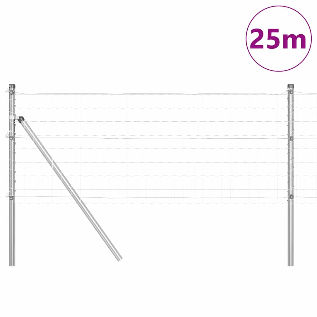 Ograda s postovima Srebrno 0,4 x 25 m Čelik i PVC