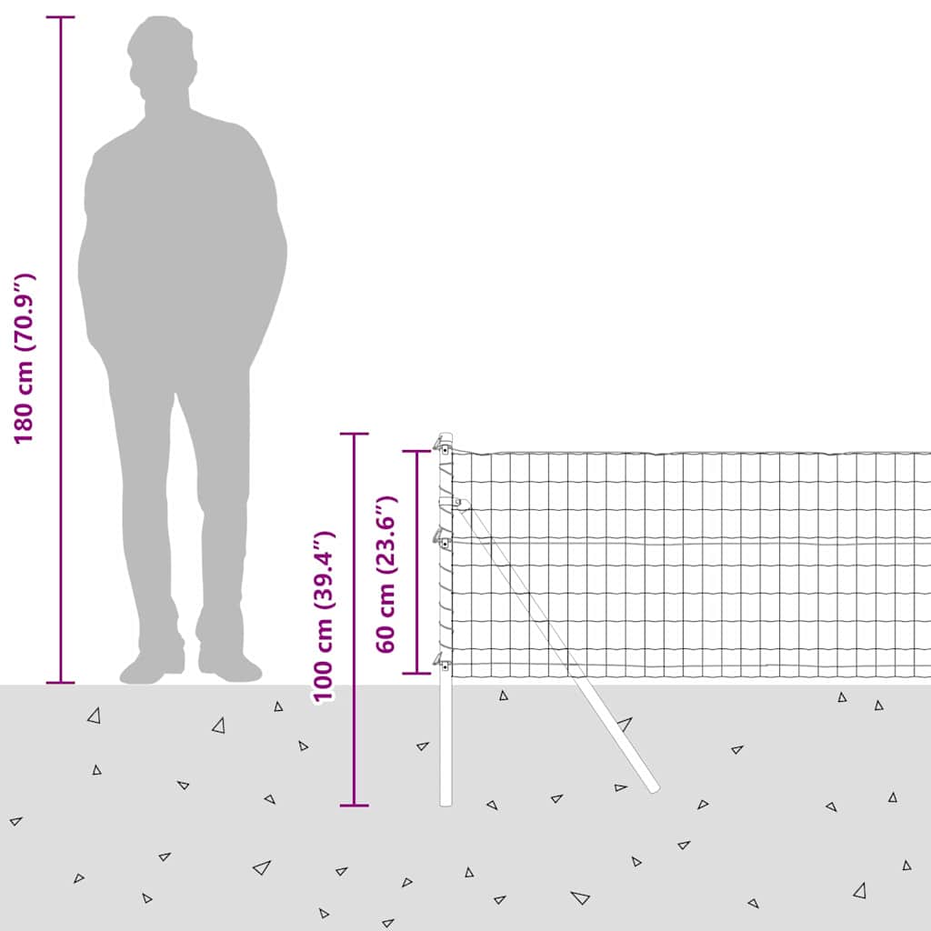 Ograda s postovima Srebrno 0,6 x 25 m Čelik i PVC