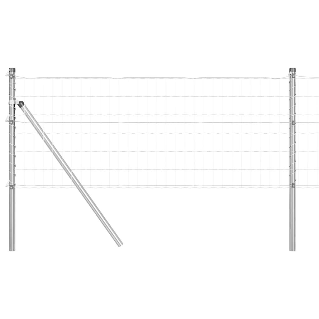 Ograda s postovima Srebrno 0,4 x 25 m Čelik i PVC