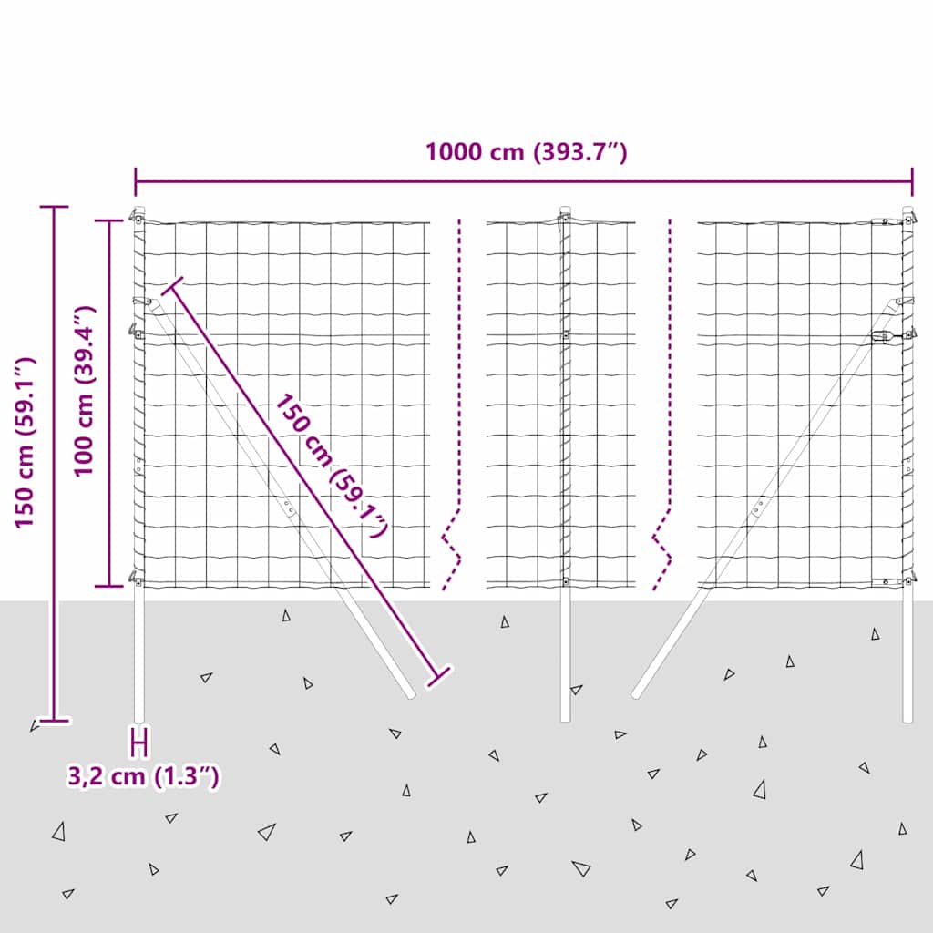 Ograda s postovima Srebrno 1 x 10 m Čelik i PVC