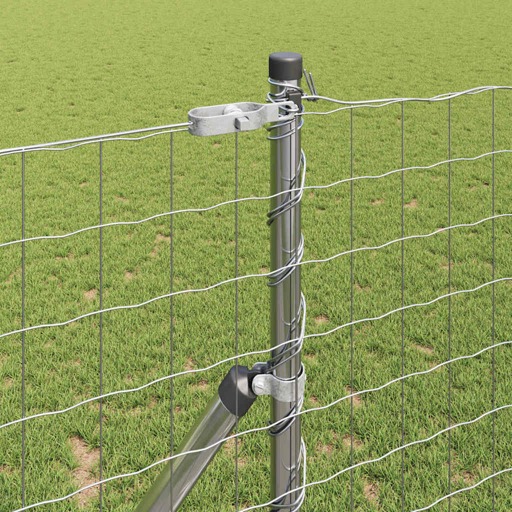 Ograda s postovima Srebrno 1,2 x 10 m Čelik i PVC