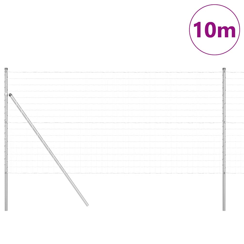 Ograda s postovima Srebrno 1,2 x 10 m Čelik i PVC