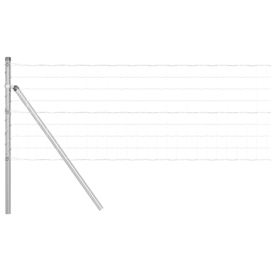 Ograda s postovima Srebrno 0,4 x 50 m Čelik i PVC