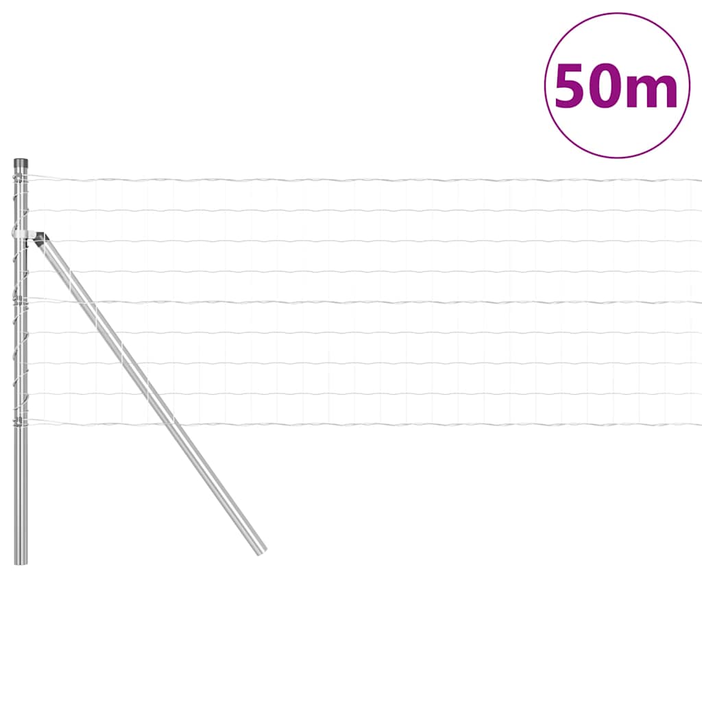 Ograda s postovima Srebrno 0,4 x 50 m Čelik i PVC
