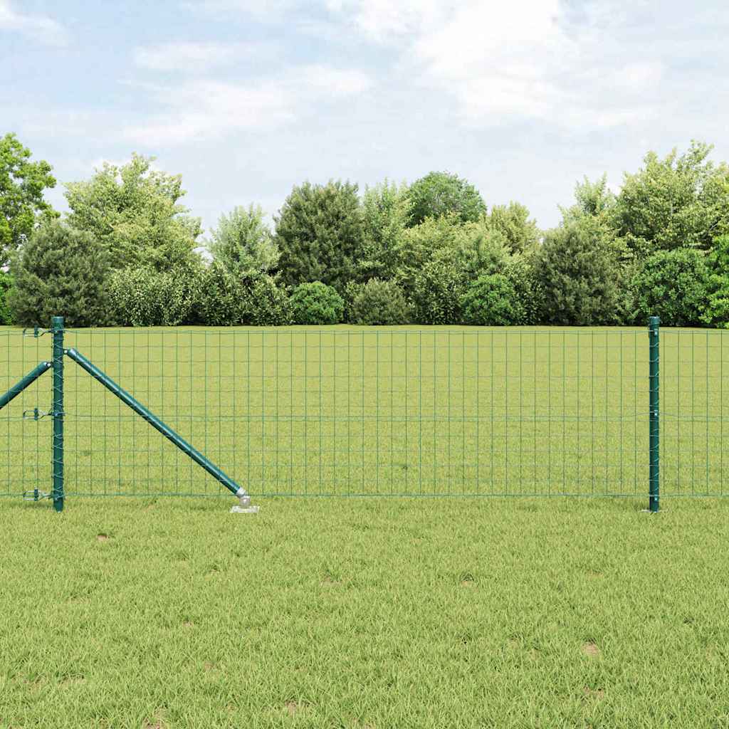Ograda s postovima Zelena 0,4 x 10 m Čelik i PVC