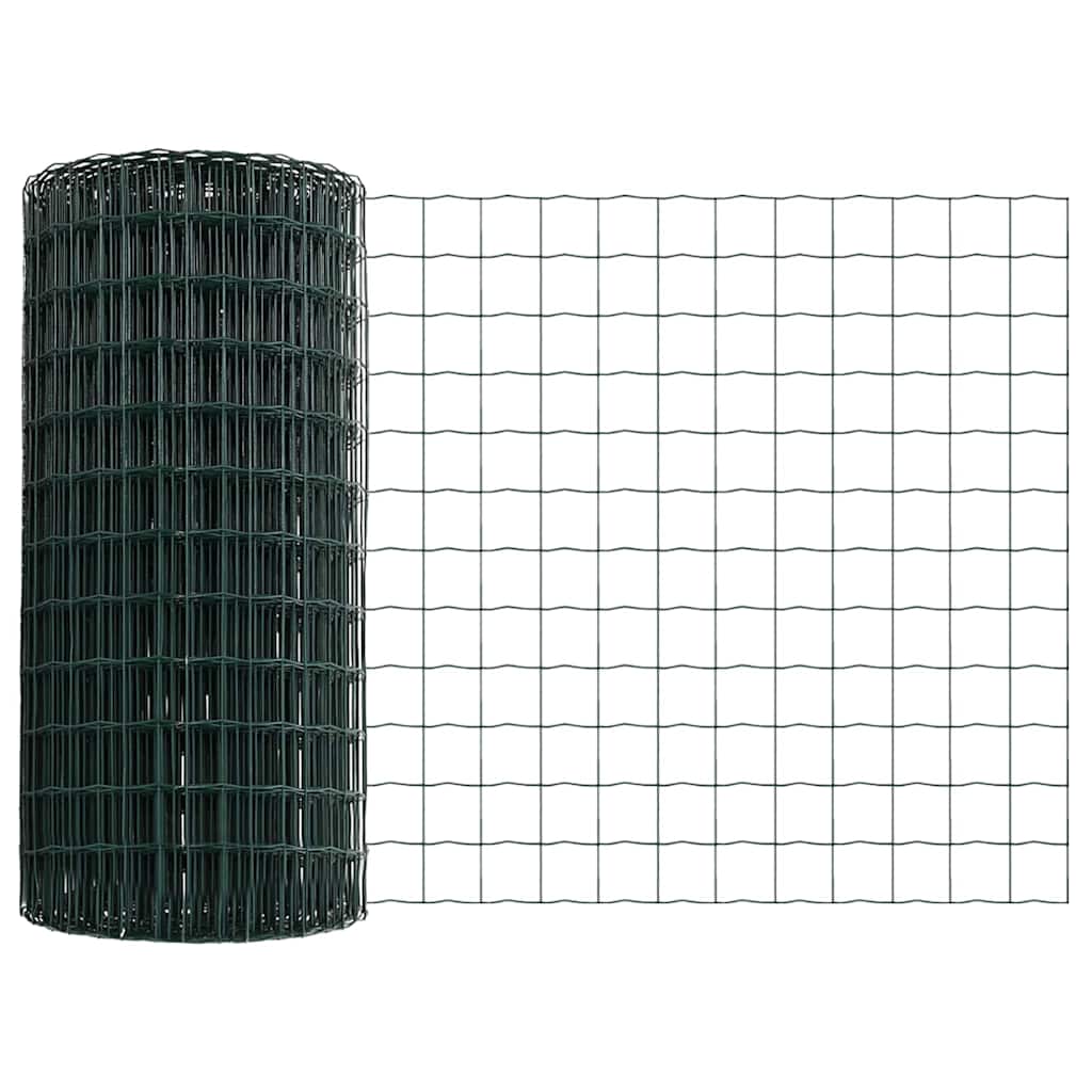 Ograda s postovima Zelena 0,6 x 10 m Čelik i PVC