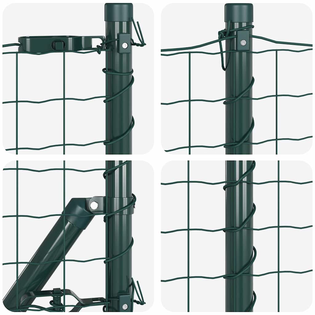 Ograda s postovima Zelena 1 x 10 m Čelik i PVC