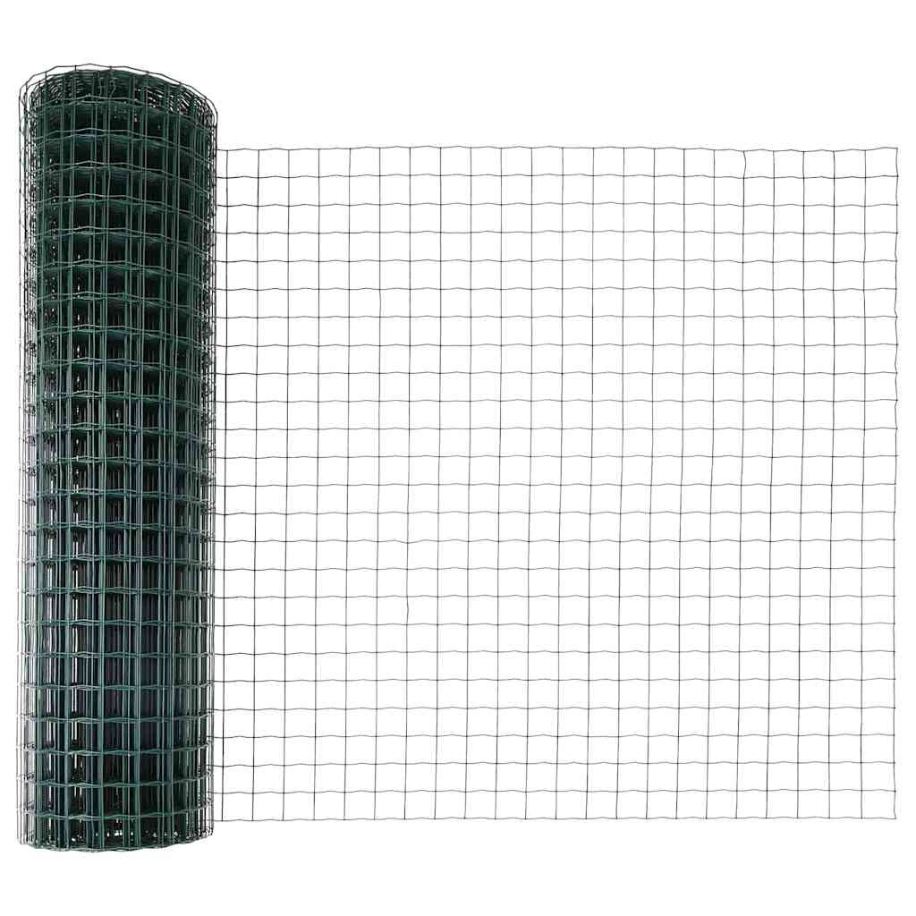 Ograda s postovima Zelena 1,2 x 10 m Čelik i PVC